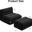 YVDNHP Bean Bag Chair with Ottoman, Cozy Comfy Reading Nook Chairs, Ultra Soft Corduroy Fabric Bean Bag Chairs for Adults, Reading Chair with Ottoman for Living Room, Bedroom Apartment (Black)