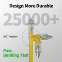 POWGRN 50 ft 12/3 Outdoor Extension Cord Waterproof Heavy Duty with Lighted Indicator End 12 Gauge 3 Prong, Flexible Cold-Resistant Long Power Cord Outside, 15Amp 1875W SJTW Yellow ETL Listed