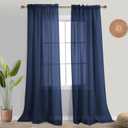 Navy Blue Curtains for Living Room - Grommet Thermal Insulated Full Room Curtains with Black Liner for Bedroom, Set of 2 Panels, W52 x L84 Inch