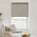 Black Out Shades Cordless Blinds for Bedroom Windows Free-Stop Thermal Insulated 100% Blackout Linen Roller Shades Blinds for Bedroom Living Dining Room, Greyish Beige Taupe Burlywood Birch W29xH72