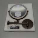 Rocollos Rechargeable Wall Mounted Lighted Makeup Mirror, 8 Inch Double-Sided LED Vanity Mirror 1X/10X Magnification,3 Color Lights Touch Screen Dimmable 360Swivel 13 Inch Extendable