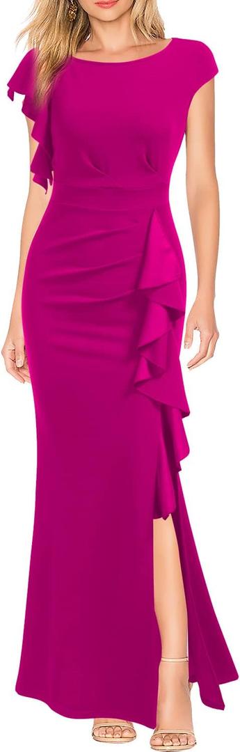 WOOSEA Women's Split Bodycon Mermaid Evening Cocktail Long Dress (S)