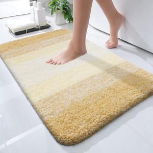 OLANLY Small Bathroom Rugs Mat 24x16, Extra Soft Absorbent Microfiber Bath Rugs, Rubber Backing, Quick Dry, Washable Bath Mats for Bathroom Floor, Tub and Shower, Home Decor Accessories, Light Yellow