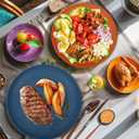 BUSOKIP 11 Inch Large Wheat Straw Plates 8 Pieces, Unbreakable Dinner Plates Reusable Plastic Plates Alternatives, Microwave Safe Plates for Kitchen, Plates Set of 8 (Multicolor)