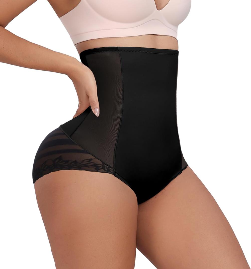 Larrycard Shapewear Tummy Control Panties High Waist Body Shaper Underwear Stylish Stripe Lace Panty (Small)