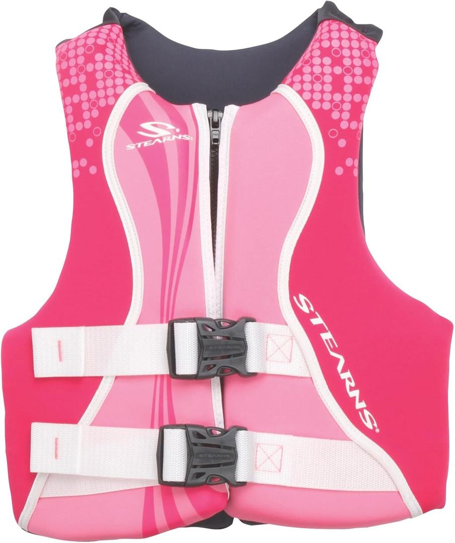 Stearns Kids Hydroprene Life Vest, USCG Approved Type III Life Vest for Kids Weighing 50-90lbs, Great for Pool, Beach, Boat, & More (Pink/Purple)