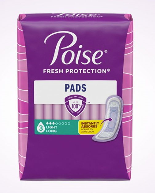 Poise  Pads For Bladder Leaks, 3 Drop Light Absorbency, Long Length, 24 Pads