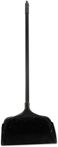 Rubbermaid Commercial Products Dustpan with Long Handle Plastic Black Compatible with Any Broom for Lobby/Restaurant/Office/Home/Dog Pooper Scooper 12.50" Wide