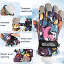 Kids Ski Snow Gloves Waterproof Winter Cold Weather Windproof Warm Snowboard Sport Mittens for Boys Girls (L(9-11T), Little monster)