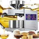 Oil Press Machine Oil Extractor Commercial Automatic Stainless Steel Cold Press Oil Machine Electric Seed Oil Maker Silver Oil Pressure Machine for Home Use 820 W 110 V US Plug