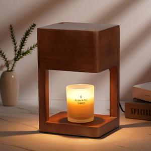 Candle Warmer Lamp Wood with Timer, Dimmable Electric Candle Lamp Warmer for Jar Candles, 2 * 35 Watt Bulb, Birthday Gifts for Women Men, Decorative Wooden Candle Lamp for Bedroom Home Decor
