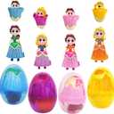 4Pack Easter Jumbo Princess Deformation Prefilled Easter Eggs with Toys, Easter Party Favors Gift for Girls Boys, Toddlers Kids Easter Basket Stuffers Fillers, Classroom Prize Supplies (Princess)