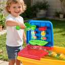 Kids Sand and Water Table, 2 in 1 Toddler Activity Table with Water Wheel & Sand Tools, Outdoor Indoor Sensory Play Sandbox Table for Toddlers, Summer Beach Water Toys for Boys Girls Age 3+, Large