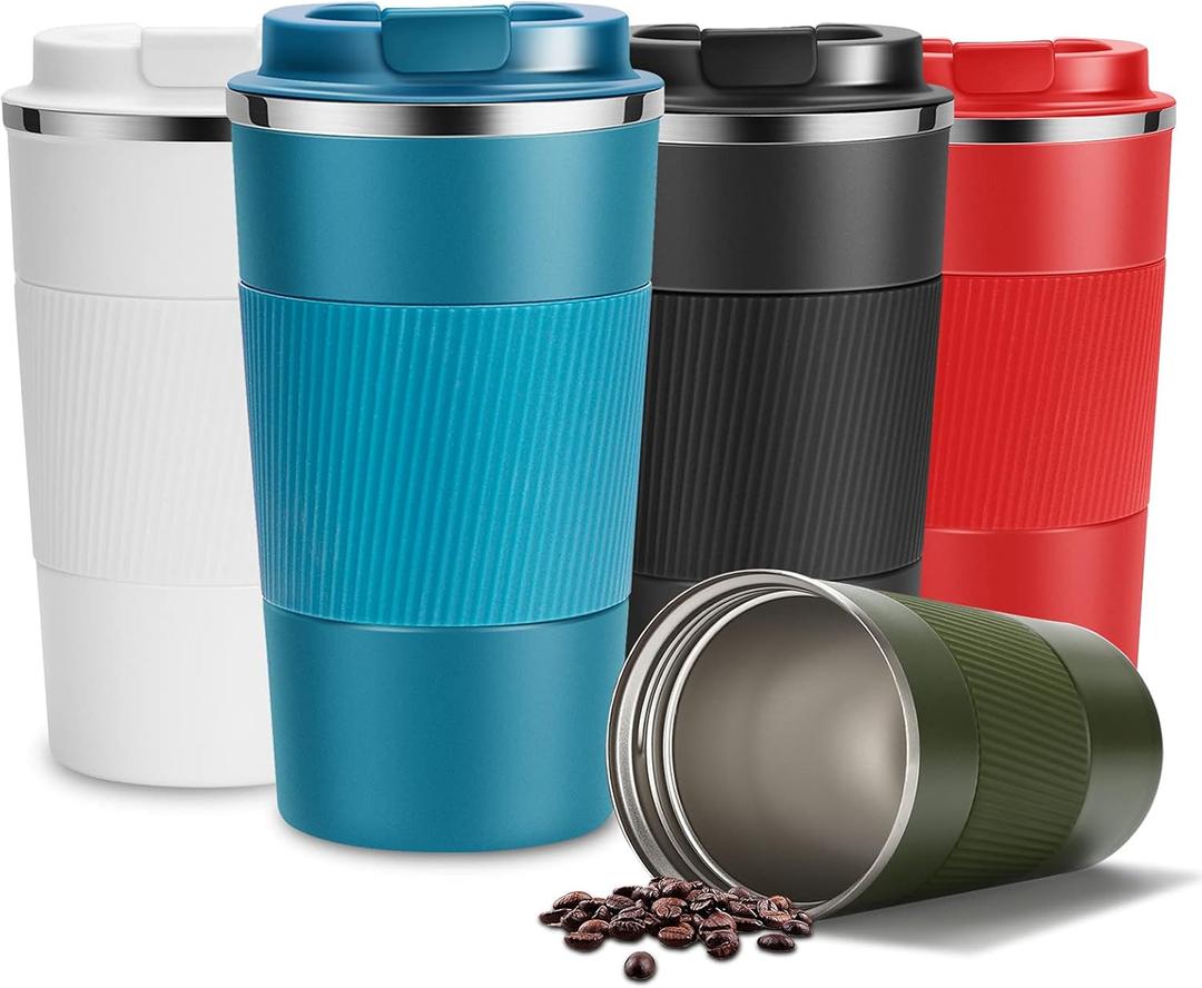 YINJAM 17oz Travel Coffee Mug Insulated Coffee Cups to Go with Leakproof Lid Vacuum Stainless Steel Double Walled Thermal Car Coffee Tumbler for Hot Cold Ice Tea Drinks Reusable (Blue, 17oz)