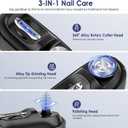 Electric Nail Clipper, Electric Nail Trimmer with Light and Nail Scraps Storage, Electric Toenail Clippers with Polishing, Rechargeable Electric Automatic Nail Clipper for Seniors, Women, Men (Black)