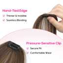 REECHO Clip in Hair Volumizer, 2PCS 12 inch Short Thick Clip in Hairpieces Adding Extra Volume Hair Extensions for Women - Chocolate Brown with Highlights