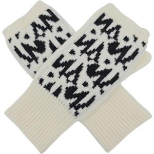BRUCERIVER Womens Winter Knit Soft Fingerless Mitten Gloves Geometry Design On Top