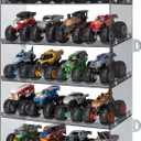 Assembly Monster Trucks Display Case Holding for 20 Monster Trucks Acrylic Storage Case 5 Tiers Monster Trucks Organizer with Tilted Design, Display Case for Toy Trucks (Gray) (Grey)