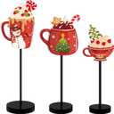 3 Pcs Christmas Wood Table Decor Xmas Hot Chocolate Cocoa Bar Supplies Christmas Table Centerpieces Sign Winter Holiday Decorations for Home Party Coffee Bar