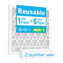 Stafilter 16x25x1 Air Filter MERV 8, 1 Foldable Frame + 6 Refills for Home AC Furnace & HVAC (Actual Size: 15.75"x24.75"x0.75") DUST, Pet, & Allergy
