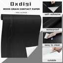 Oxdigi Black Wood Contact Paper - 23.6 x 196 Inches - Self-Adhesive, Removable and Waterproof - Ideal Peel and Stick Wallpaper for Cabinet, Countertop, Desktop, Rental Property, Kitchen, 23.6"W x 196.9"L