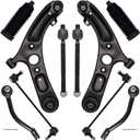AUQDD 10Pcs Front End Suspension Kit Fit For 2011-2016 Hy-undai Elantra Sedan, 12-17 Veloster, 2 Lower Control Arm w/Ball Joint 2 Sway Bar Link 4 Outer & Inner Tie Rod End (# K622232 K622646 EV800886)