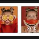 12x19 Double Picture Frame 8x10 Displays Two 8x10 inch Photos Collage Horizontal Wall Mounting Display and Vertical Black