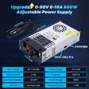Upgraded AC to DC Converter 5V 12V 24V 30V 48 50v DC Power Supply Adjustable 0-50V 0-10A 500W Switching Power Supply for Led Strip, Motor Pump, CCTV, 3D Printer, Lab Computer