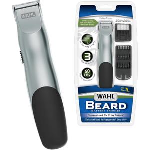 Wahl Groomsman Battery Operated Facial Hair Trimmer for Beard & Mustache Trimming Including Light Detailing and Body Grooming  Model 9906-717V (Silver)