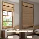 LUCKUP Cordless Bamboo Roman Blinds Shades for Indoor Windows-Blackout Room Darkening Roman Blinds with 6" Valance Cover Enhanced Privacy, 30" W x 64" H