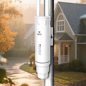 WONLINK AC1200 Outdoor WiFi Extender AP7204,Long Range WiFi Access Point with POE,2.4GHz+5GHz W-ifi Extender Signal Booster with Antennas,IP66 Weatherproof,AP/Router/Repeater/Bridge Mode,Gigabit Port