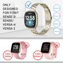 Wearlizer Compatible with Fitbit Versa 4/3 Bands/Fitbit Sense Bands for Women Men, Stainless Steel Ultra-Thin Lightweight Metal Replacement Strap for Versa 4/Sense (Soft Gold)