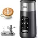 DREO Milk Frother, 8-in-1 Electric Stainless Steel Frother for Latte Art Microfoam and Coffee, 9oz/270ml Warm and Cold Foam Automatic Frothers, LED, Easy to Clean Midnight Black