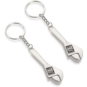 2 Pack Mini Adjustable Wrench Set (2.5 Inch) - Keychain-Sized Locking Nut Spanner for Jewelry, Electronics & Micro Repairs - Portable Steel Hand Tool Keyring Accessories (Silver)