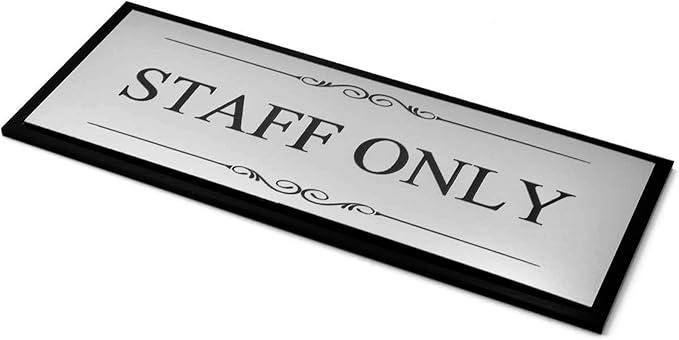 OriginDesigned Staff Only Door Sign, Adhesive Plaque, Stylish Metallic Silver and Black - Acrylic
