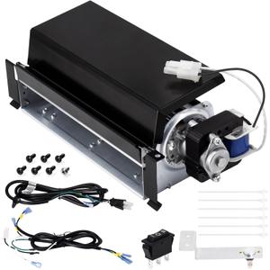 Hiorucet FIB100 Blower for Procom and Duluth Forge Gas Fireplaces, FDF300R, FDI32R, FBD32RT, FBD28T, PC36VFC, PC32VFC Ventless Fireplace. Fan Kit FIB 100 Dual Fuel Fireplace Blower Large Black Silver.