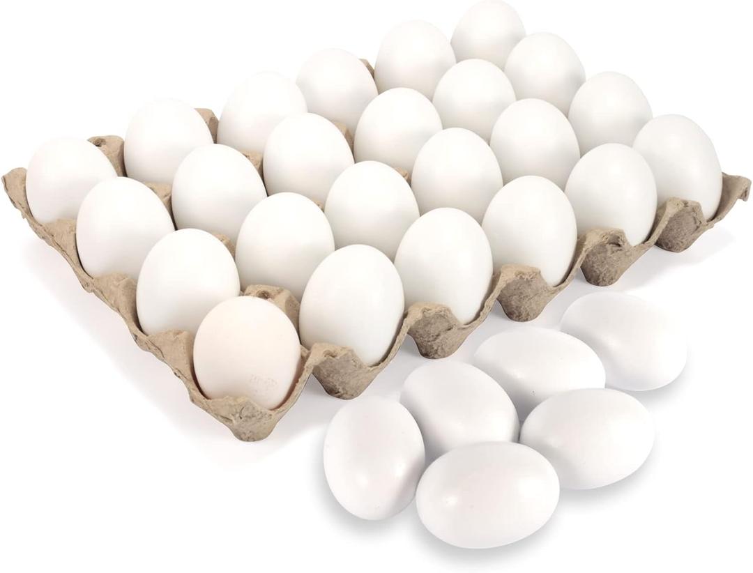 JOYIN 22 Pcs 2.36" Easter White Wooden Eggs, Unpainted White Wooden Fake for Kids DIY Paint Your Own Egg Decor, Easter Craft, Hunt, Basket Stuffers