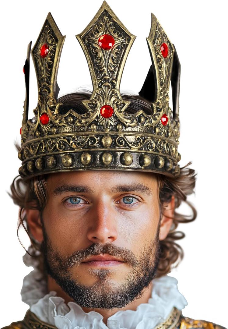 VZQI King Crown for Men Gold Crown Prince Tiara Cosplay Birthday Halloween Accessories for Adult