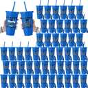 Skylety 50 Set / 100 Pcs 2025 Graduation Gifts Set Bulk Plastic 24oz Graduation Cups with Lid Straw and Class of 2025 Bracelet for Congrats Grad Events(Blue)