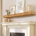 Fireplace Mantel Handmade, 3'' Thick Wall Decor Long Floating Shelf, 48inch Rustic Wood Shelf with Invisible Brackets, Wood Color