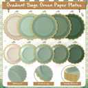Zhehao 150 Pcs Sage Green Plates and Napkins Tableware Serves 50 Includes 9 Inch 7 Inch Green Scalloped Edges Paper Plate and Napkins for Wedding Birthday Baby Shower Party