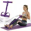 Pedal Resistance Band with Handle, 6-Tube Foot Pedal & Ankle Puller Exercise Band for Full Body Workout, Multifunction Home Gym Equipment for Arms, Legs, Abdomen, Waist Training (Purple)