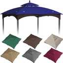 10x12ft Canopy Replacement Top for Lowe's Allen Roth Gazebo #GF-12S004B-1, Two Tiered Waterproof Gazebo Cover Roof with 8 Drainage Holes for BBQ Outdoor, Navy Blue