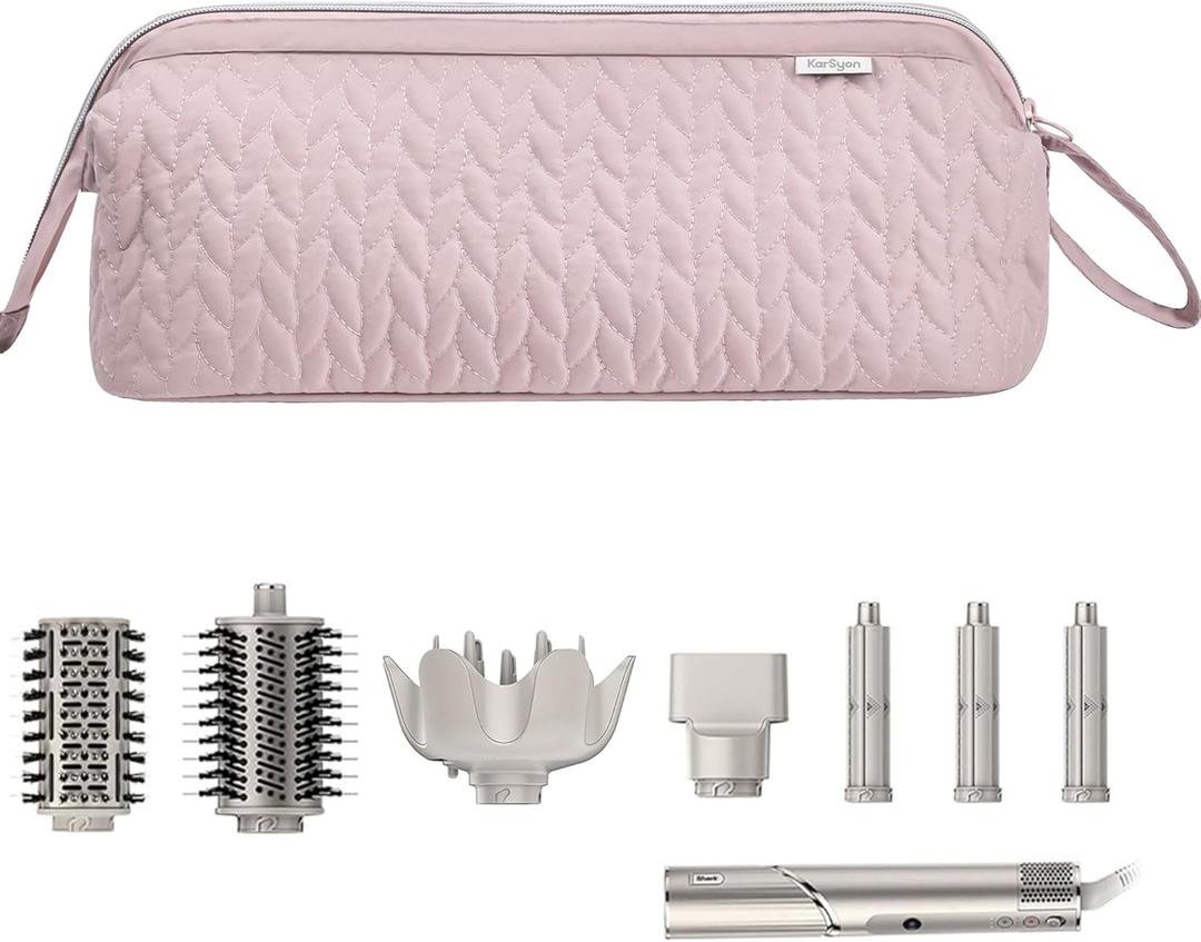 Shark Flex Style Case for Dyson Airwrap Hair Dryer Brush Revlon Hair Tools Travel Bag Carrying Case Flat Curling Iron Organizer (Pink)