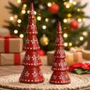 2 Pcs De Barro Mexican Christmas Decorations Talavera Christmas Tree Figurines Boho Resin Decoration Terracotta Table Centerpiece for Accents Xmas Mantel Shelf Fireplace Gift