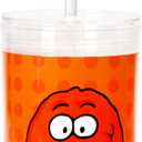 Youngever Kids Tritan Cup with Straws, Reusable 14 Ounce Toddler Cup with Lid and Straw, Unbreakable Kids Tritan Tumbler with Straw (Orange)