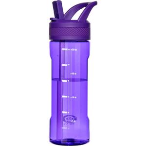 OLDLEY 20oz Kids Water Bottle with Straw, BPA-Free Tritan Water Bottle for School, Leakproof Clear Water Bottle with One Click Open, Measurement Scale, Cup Holder Friendly for Boys Girls,Deep Purple