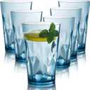 Unbreakable Plastic Drinking Glasses [Set of 6] Shatterproof Tumblers, Reusable Glass Cups, Dishwasher Safe (16 Ounces)