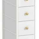 GiftGo Narrow Dresser Cabinet Vertical Slim Dresser Chest of Drawers Skinny Storage Tower for Small Spaces Gaps Closet Bedroom Bathroom Small Fabric Drawer Unit (White, 4 Drawers)