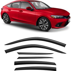 Voron Glass Tape-on Extra Durable Rain Guards for Honda Civic 2022-2025 Hatchback, Window Deflectors, Vent Window Visors, 6 Pieces - 100502